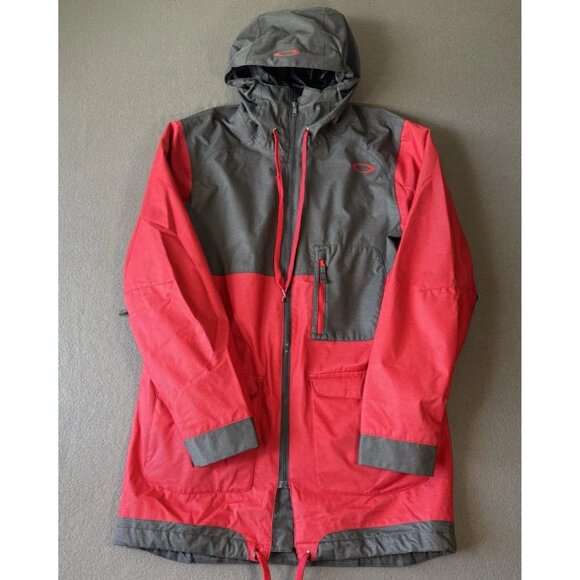 Oakley Snowboard Ski Jacket Ship Yard Parka Red Grey Mens L Waterproof Loose Fit - Picture 1 of 16